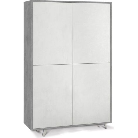 Mobile Multiuso 4 Ante 107x169x41 cm Cemento/Ossido Bianco (1/3)