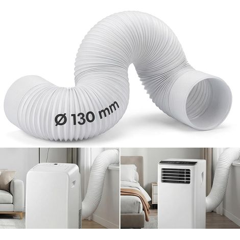 Tuyau d’évacuation pour climatiseur mobile 130 mm x 2 m, filetage à gauche, conduit flexible PP renforcé d’acier, rallonge universelle (1/5)