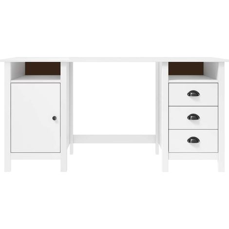 Maison Exclusive - Schreibtisch Hill Weiß 150x50x74 cm Massivholz (1/5)