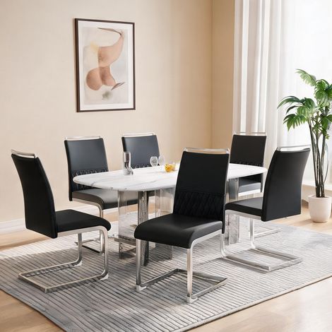 Lot de 6 chaises de salle à manger design dossier haut en PU (1/5)