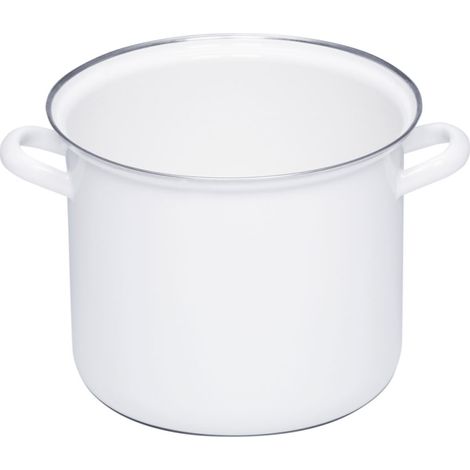 Riess Topf mit Chromrand Ø22cm 6L Weiss Emaille