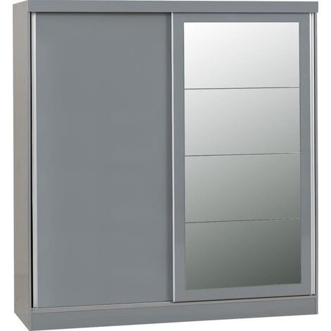 Nevada 2 Door Sliding Wardrobe - L62 x W178.5 x H194 cm - Grey Gloss (1/5)