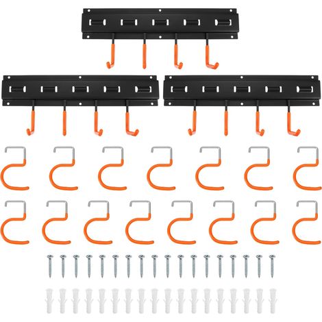 3 Set Porte-Outils Jardin 8 x 41cm Support Mural Crochet Orange (1/5)