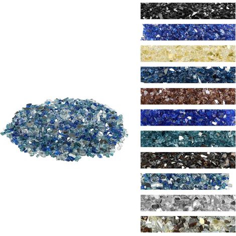 VEVOR Vetro da Fuoco per Braciere da 12,7 mm Pietre per Caminetti Resistenti alle Alte Temperature 4,5 kg Pietre Laviche per Braciere a Gas ad Alta Lucentezza, Blu Cobalto, Blu Acqua e Trasparente