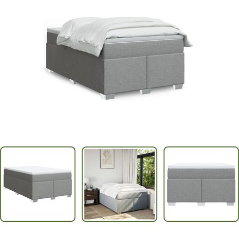 vidaXL Surmatelas - Sommier à lattes de lit et matelas gris clair 120x190 cm tissu (1/5)