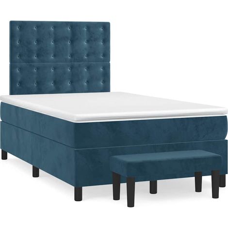 Maison Exclusive - Giroletto a Molle con Materasso Blu Scuro 120x190 cm in Velluto (1/5)