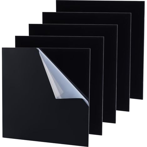 5Pcs 20x20cm Plaque Acrylique Carrée Noire pour Découpe Lasers Feuille Perspex Claire 2mm Épaisseur Feuille Plastique Transparente Panneau Acrylique pour Remplacement Vitre Cadre (1/5)