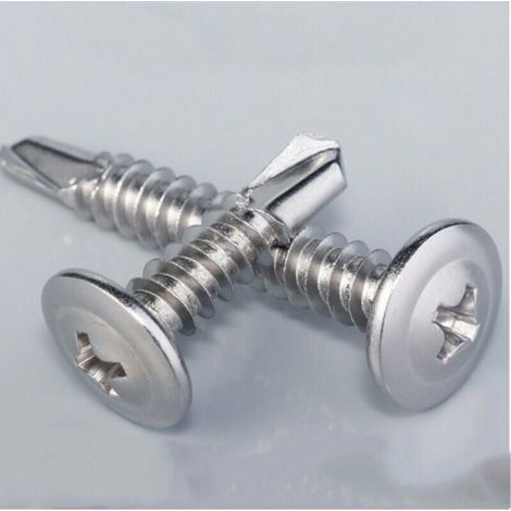 C44674 - Lot de 100 - Vis à tôle Autoperceuse - à Tête Large Bombée - Ø4.2x13mm - en Acier Zingué - à Empreinte PH/Cruciforme - Bricolage - Rénovation (1/4)