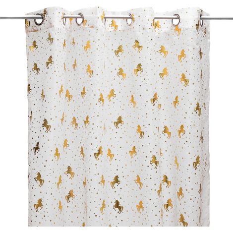 Gardine für Kinderzimmer UNICORN, 140 x 250 cm, rosa mit goldenen Einhörnern (1/2)