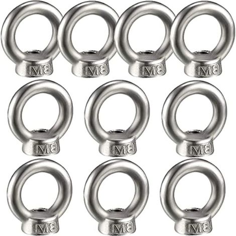 10PCS Écrou à oeil de levage, écrou à anneau femelle pour le levage de l'acier inoxydable 304Pack-of-10, M8 (1/5)