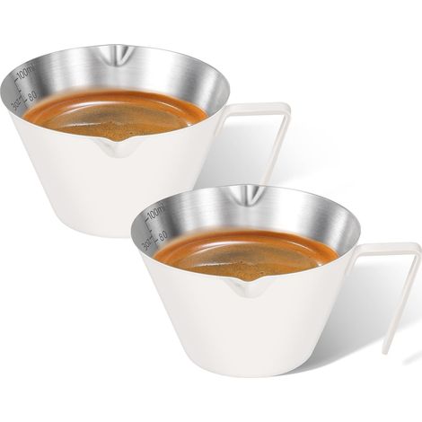 Due tazzine da caffè espresso da 100 ml con manico - bianche (1/5)