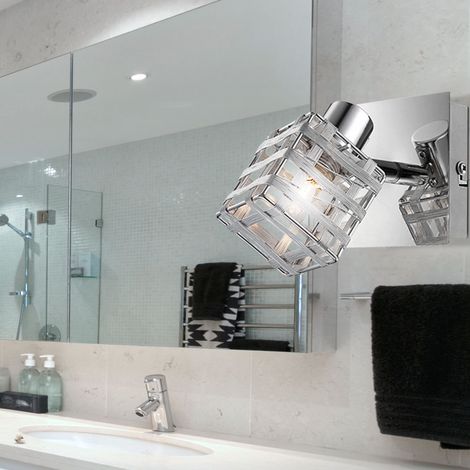 Wandleuchte schwenkbar silber Wandstrahler Innen Wandlampe Strahler, Schirm aus ALU Geflecht, HxBxT 12,5 x 9 x 11 cm