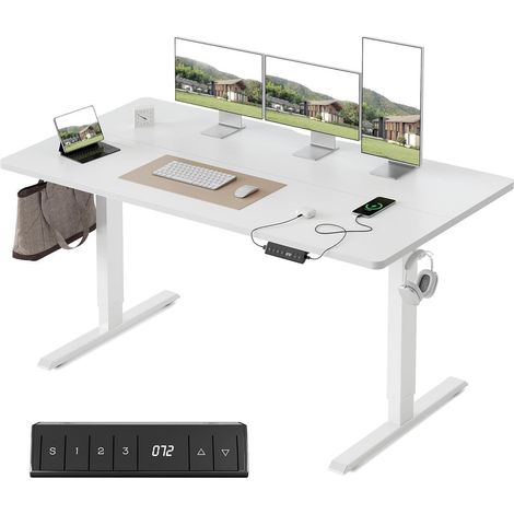 FEZIBO Höhenverstellbarer Schreibtisch 140x60 cm Elektrisch Stehpult (1/5)