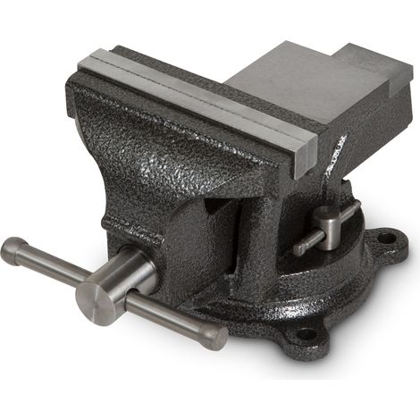 Tornillo banco hierro fundido yunque 125mm mordaza giratoria 360° robusto EBERTH (1/5)