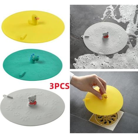 Couvercle de vidange,bouchon de baignoire en silicone de forme animale,Couvercle de vidange douche,Pour cuisine,salle de bain,3pcs (1/4)