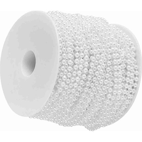 Rouleau de 40 m de perles artificielles de 4 mm pour la création de rideaux décoratifs (mariage, festival, fête) - Blanc (1/5)