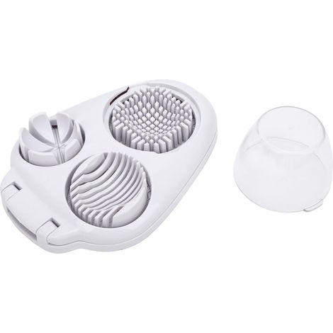 3-in-1 Egg Slicer - Multifunctional Egg Slicer - Fruit Slicer with 3 Slicing Modes, Ergonomic Design, Stainless Steel Wires for Fruit, Cheese, Mushrooms (- 1 White) (1/5)