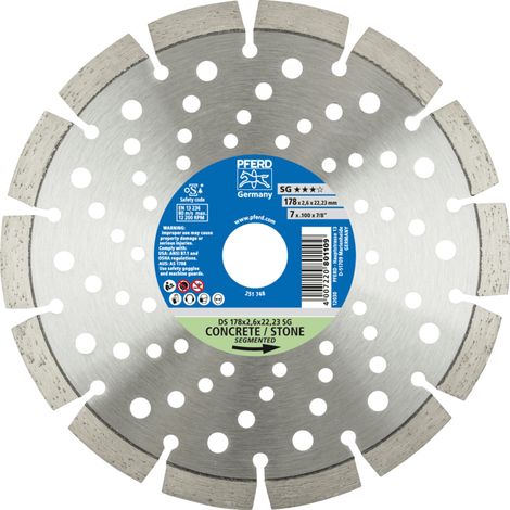 PFERD TOOLS Diamant-Trennscheibe DS 178x2,6x22,23 mm SG für schnelles Trennen von Stein und Beton