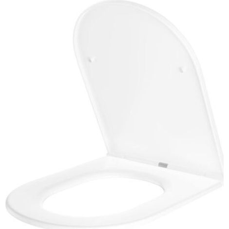 Abattant WC Forme D - Double couche polypropylène, résistant et antidérapant - Fermeture silencieuse, libération rapide, surface lisse - Compatible toilettes standard, 45x35 cm (1/5)