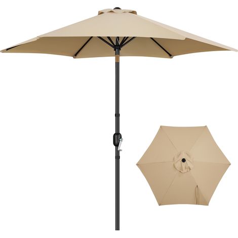 Yaheetech Ombrellone rotondo da giardino con manovella, protezione UV UPF 50+, per balcone/terrazze/mercato/giardino, senza supporto Ecrù (1/5)