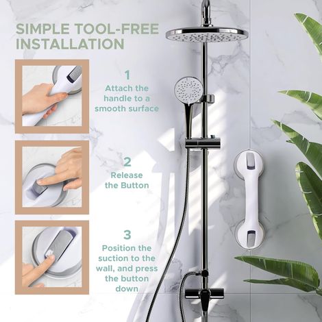 Maniglioni di sicurezza per vasche da bagno e docce, set da 2 robuste maniglie da 30,5 cm, sicurezza in bagno, corrimano rimovibili con ventosa, non è necessaria la foratura - ALTRO (1/4)