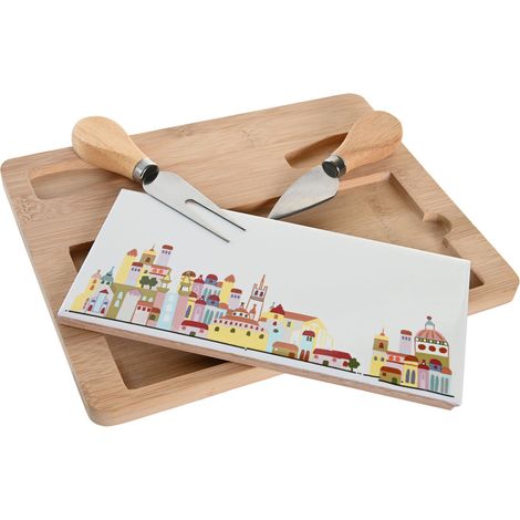 Set de appetizer dkd home decor 24,5 x 20 x 1,2 cm rouge white multicolore gres cottage maisons (1/2)