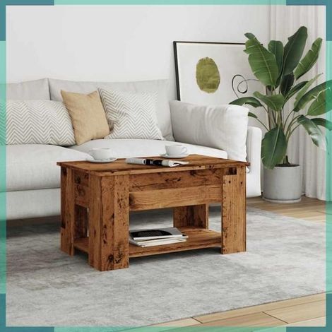 856928 Table basse vieux bois 79x49x41 cm bois d'ingénierie (1/5)