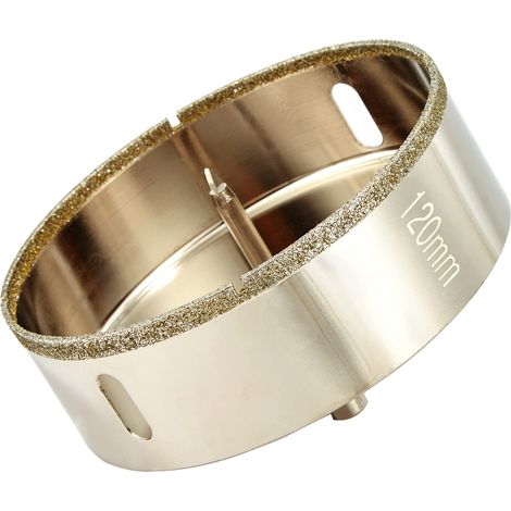 Scie cloche diamant de 120mm avec foret pilote, pointe pour carrelage de 120mm avec foret de guidage au centre pour verre, porcelaine, carrelage, céramique, marbre et granit (1/5)