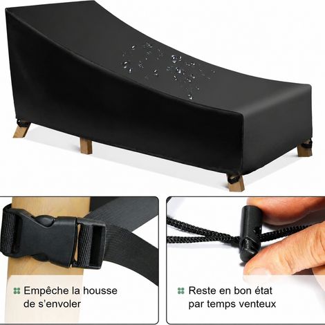 Housse de protection pour bain de soleil transat tissu Oxford 210D noir 210x75x80/40cm 210d réf 9061 350 g – Livraison gratuite