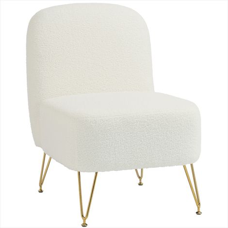 Banc de salle à manger Tissu bouclette blanc fauteuil de salon (1/5)