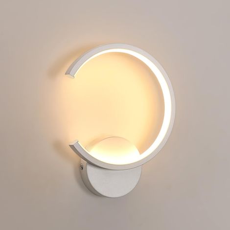 10W Innenwandleuchte, moderne LED-Wandleuchte, 3000K Warmweiß, runde Wandleuchte aus Metall für Wohnzimmer, Schlafzimmer, Flur, Treppe, Hotel, Arbeitszimmer, Weiß [Energieklasse E] (1/5)