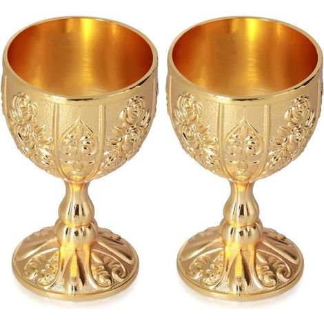 coupes dorées, verres à vin vintage en métal gaufré, verres à craie vintage, verres à vin courts gaufrés faits main, verres à vin (1/5)