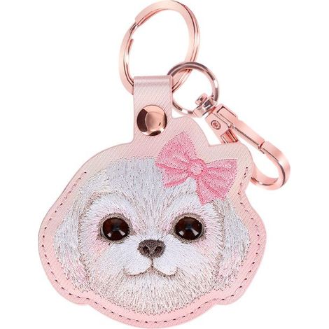 Porte-clés AirTag - AVIZAR - Nimmy Friends Bichon - Métal Rose - Décoratif - Pratique (1/5)