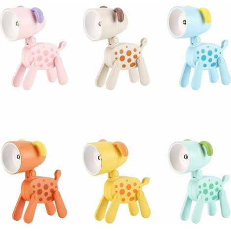 6 PCS Mini LED Lampe de Bureau Mignon Petit Support de Téléphone, Veilleuse en Forme de Chien Support de Téléphone Réglable, Table de Lecture Portable Lampe de Nuit pour Enfants Étudiants (6 Couleurs (1/5)