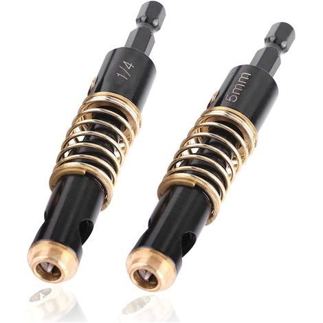 2Pcs 6.35mm Hex Shank Center Drill Bits for Door Window Cupboard Self Centering Hinge Centering Punching Machine Woodworking Tools 5mm (1/4)