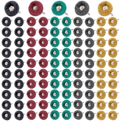 Lot de 100 disques de polissage abrasifs, 2,5 cm, pour outil rotatif Proxxon Dremel, tige 1/8 (1/4)