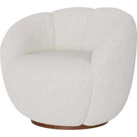 Sillón giratorio en tela bouclé blanco - Ysé (1/4)