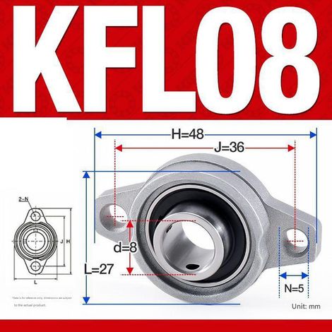 Satz mit 4 KFL08 Flanschlagern aus Zinklegierung – Diamantlager mit 8 mm Innenbohrung für Getriebe und Maschinen, Silber