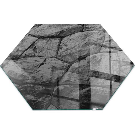 Piastra per Camino di Vetro Temperato Premium Design Elegante e Sicuro Protezione del Pavimento dal Calore Motivo in pietra naturale h40 cm (1/5)