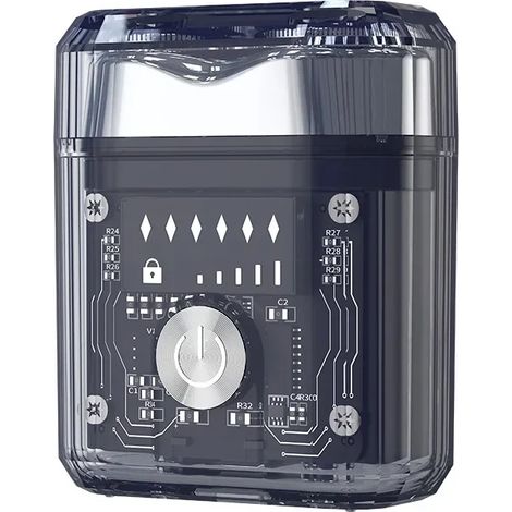 Rasoir électrique magnétique transparent (noir) avec double tête flottante et verrouillage de voyage (1/5)