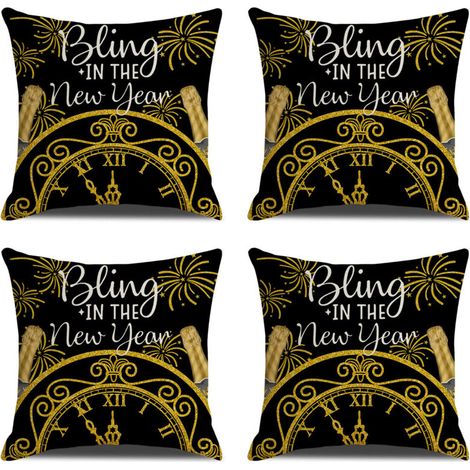 Bonne année Housses de coussin décoratives pour le Nouvel An et les fêtes d'hiver, parfaites pour décorer votre canapé ou votre fauteuil (1/5)