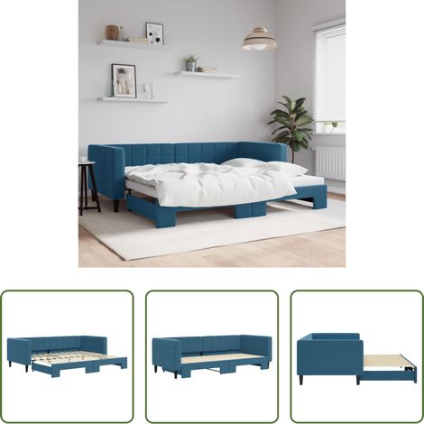 vidaXL Sofa-Bett - Tagesbett Ausziehbar Blau 90x200 cm Samt (1/5)