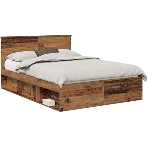 Cadre de lit Bois ancien 140 x 190 cm Bois d'ingénierie vidaXL (1/5)