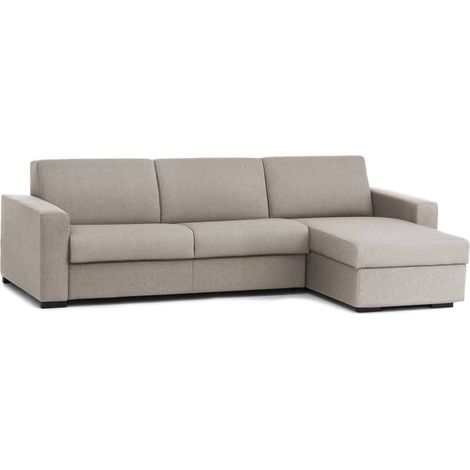 Talamo Italia Festes Sofa Debora, Ecksofa, 100% Made in Italy, Sofa-Wohnzimmer, mit Wendebehälter Halbinsel, aus gepolstertem Stoff, mit schmalen Armlehnen, Cm 260x95h90