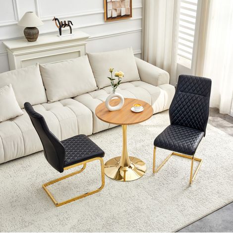 Set tavolo sedie rotondo MDF 60 cm nero oro OKMYHOME (1/5)