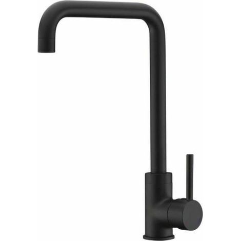 Mitigeur Evier Kiloo, Aérateur Réducteur de Débit, Écrou de Serrage Rapide à la Main, 354 (Hauteur) x 206 (Saillie) mm, Noir
