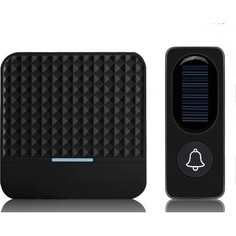 Sonnette solaire sans fil étanche IP65, portée de 300 m, avec horloge et recharge à énergie solaire pour porte extérieure-AquaForge (1/5)