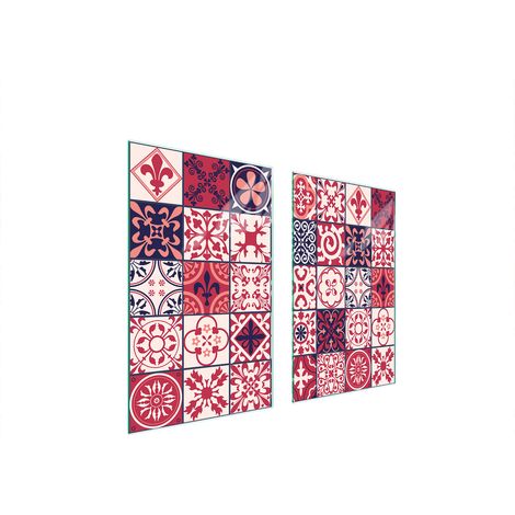 PLAQUE DE PROTECTION EN VERRE POUR POÊLE 75x52 MOSAÏQUE (1/5)