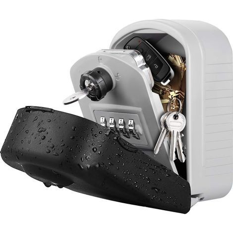 Sécurisée Grand Bote à Clefs avec Code & Clés d'urgence, Boite a Clefs Murale avec Couvercle de Protection Extérieur pour Usine, Voiture, Garages (1/5)