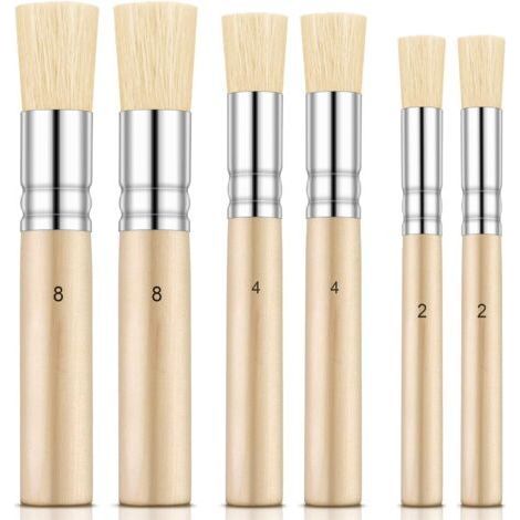 6 Brosses à pochoir en bois – Pinceaux naturels pour peinture à huile, aquarelle et acrylique – 3 tailles pour projets DIY et artisanat (1/5)